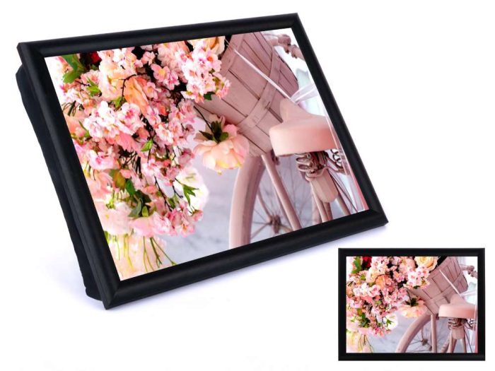 COUSSIN DE LECTURE BICYCLETTES ROSES