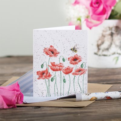 Poppiesand bee gift enclosure card