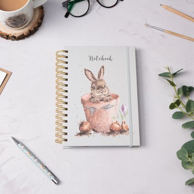 A5 rabbit notebook the flower pot green