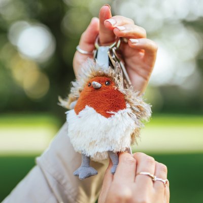 Porte-clés en peluche robin