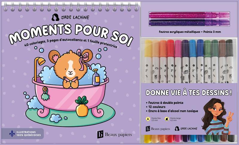 Coffret coloriages spirale + 12 feutres Jade Lachine – Moments pour soi