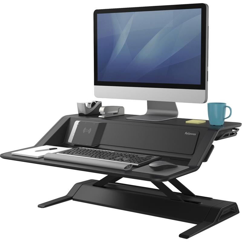 Image Lotus™ DX Convertible Sit Stand Workstation with Built-in Charging Station