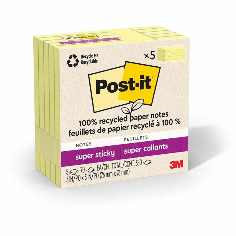 Image Post-it® Super Sticky Recycled Notes – Canary Yellow