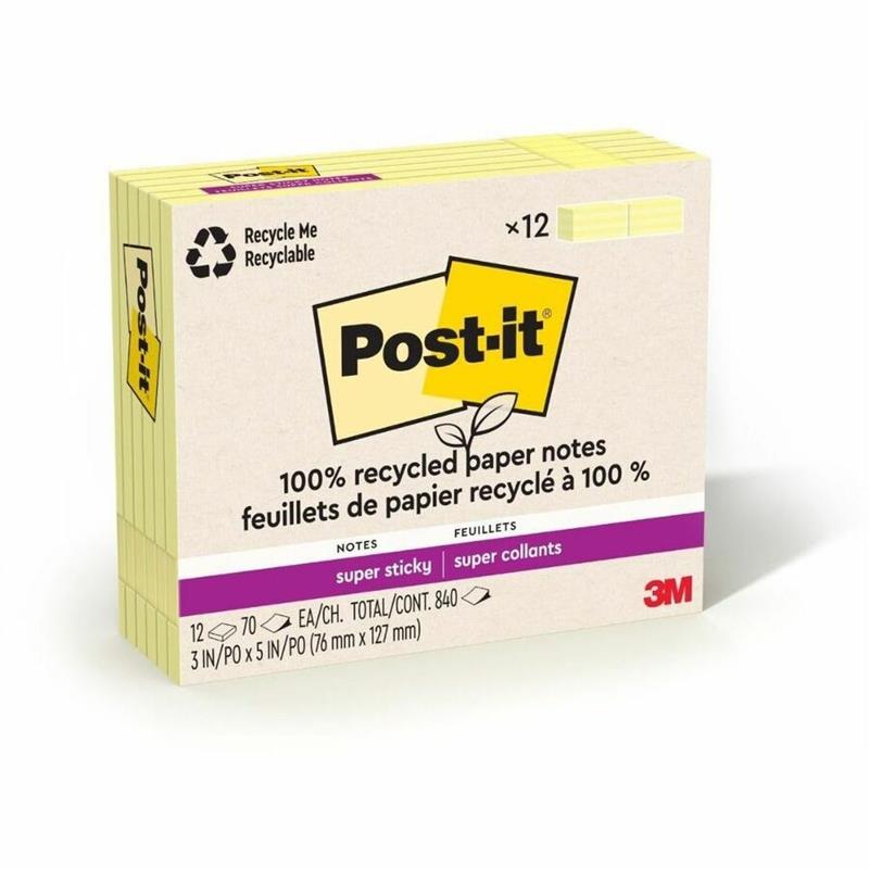 Image Post-it® Super Sticky Recycled Notes – Canary Yellow