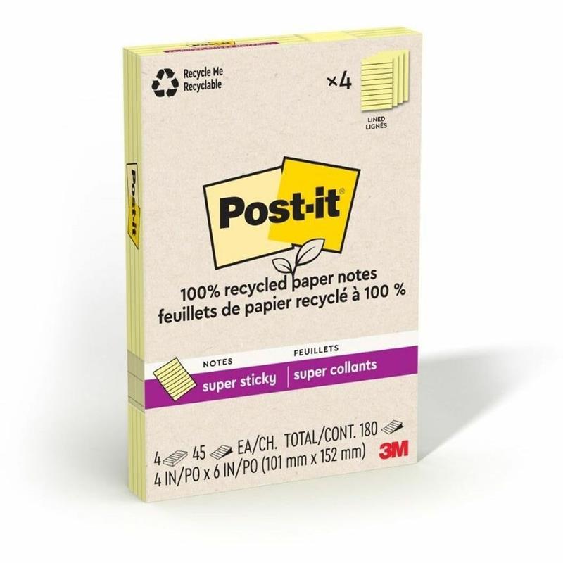 Image Post-it® Super Sticky Recycled Notes – Canary Yellow