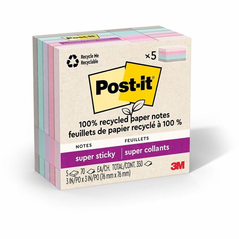 Image Post-it® Super Sticky Recycled Notes - Wanderlust Pastels
